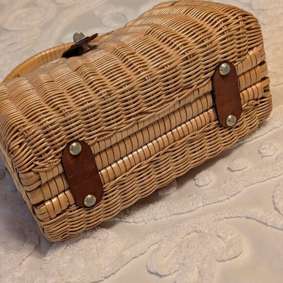 VINTAGE Mantessa 1960s dual sided purse - straw wicker handbag - Golden Girls - Picture 2 of 16